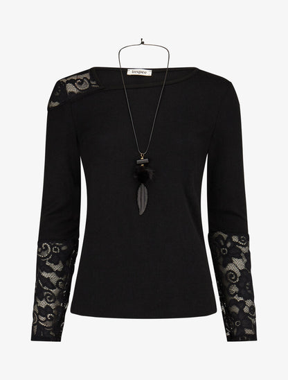 Pull fin à une épaule stylisée - Noir - 1
