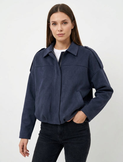 Bomber con collo alla coreana - Marina