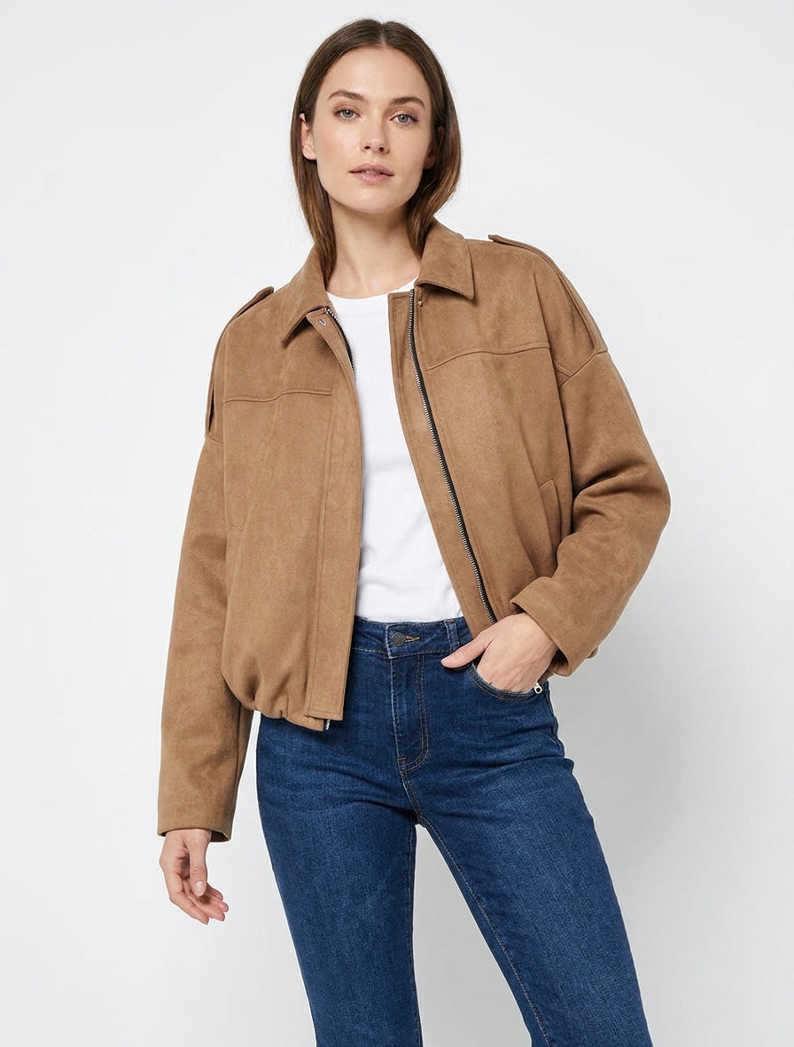 Bomber con collo alla coreana - Chameau