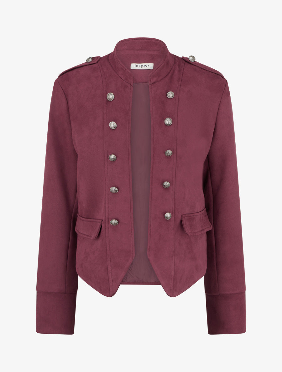 Veste en suédine à boutons décoratifs - Bordeaux - 1