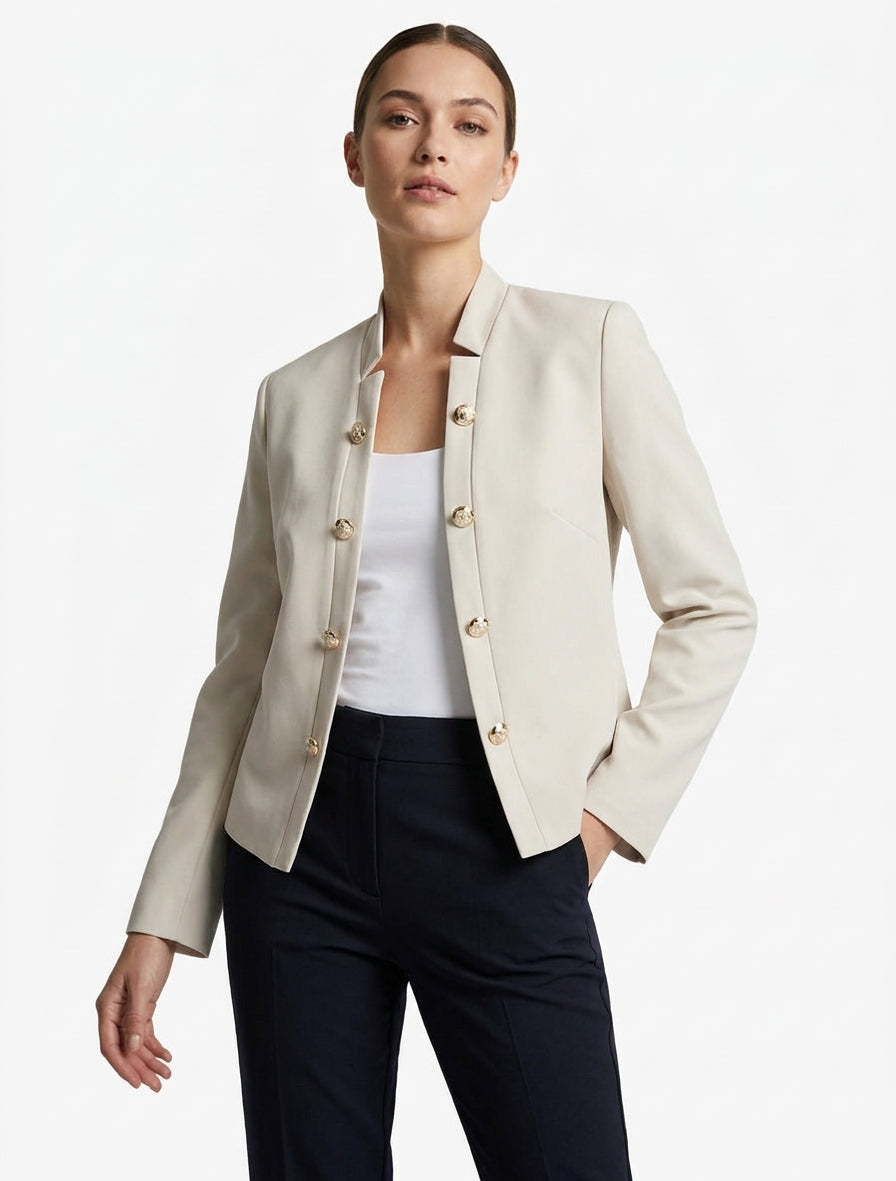 Giacca dritta aperta stile ufficiale - Beige