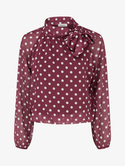 Blouse en voile imprimé à pois - Bordeaux - 1