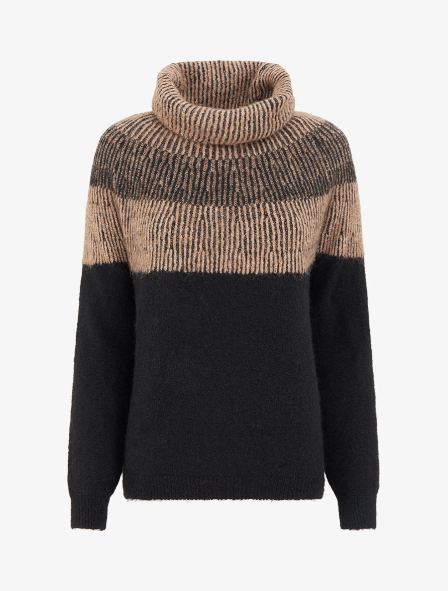 Pull en maille à col roulé - Noir - 1