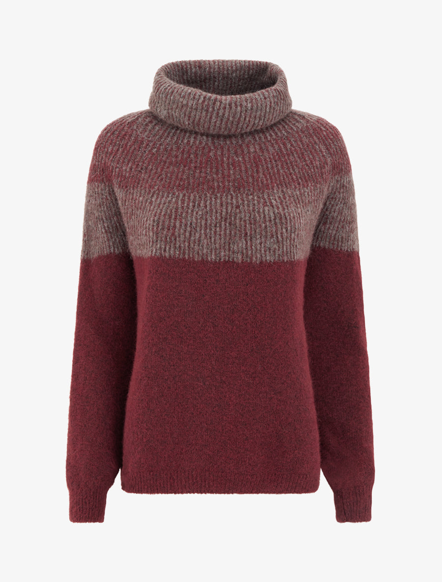 Pull en maille à col roulé - Bordeaux - 1