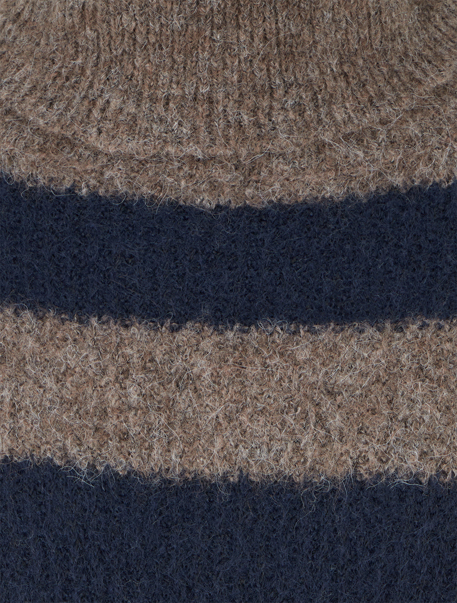 Pull rayé à col roulé - Marine/taupe - 3