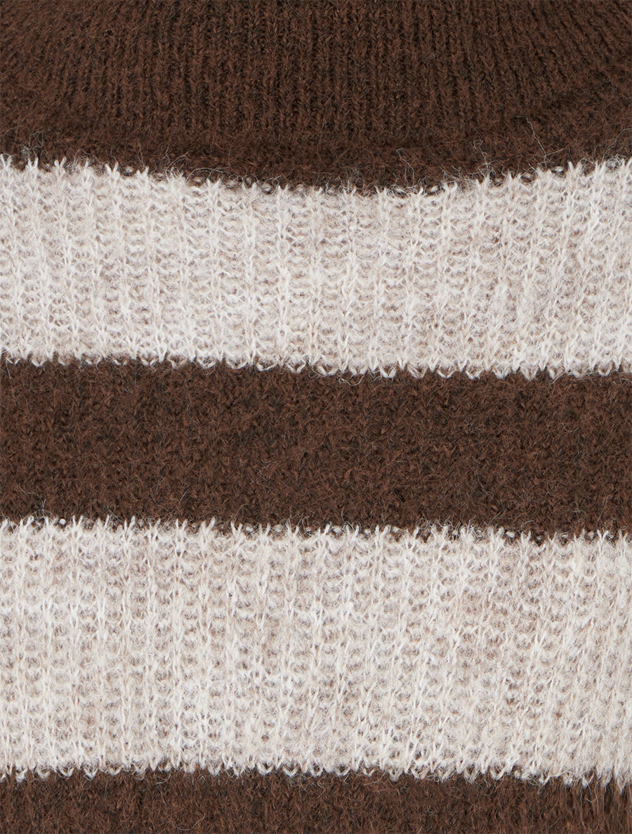 Pull rayé à col roulé - Marron/taupe - 3
