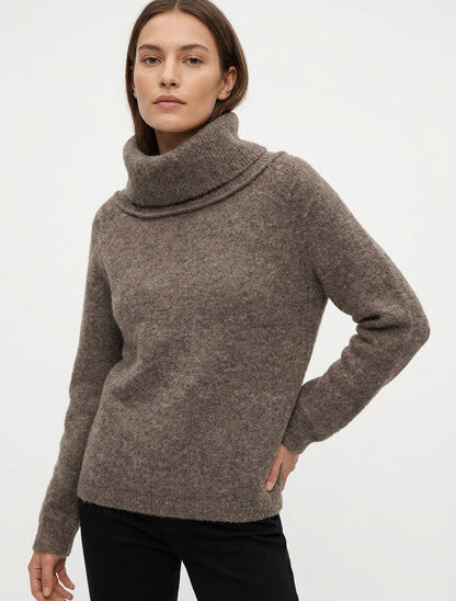 Maglione a collo alto in lana mista - Marrone