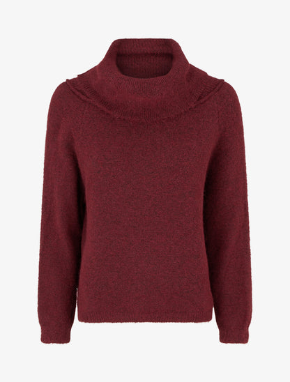 Pull en laine mélangée à col roulé - Bordeaux - 1