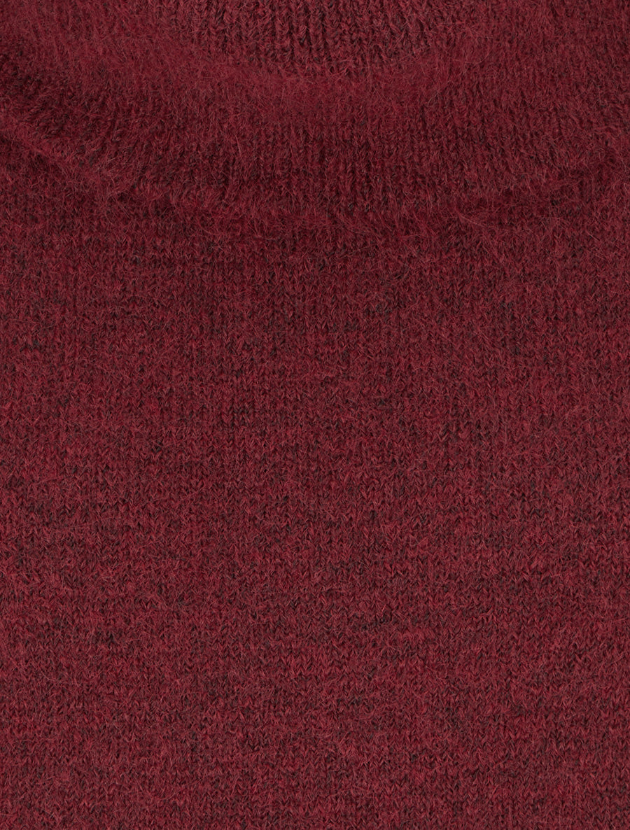 Pull en laine mélangée à col roulé - Bordeaux - 3