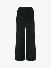 Pantalon ample taille haute et drapé - Noir - 1