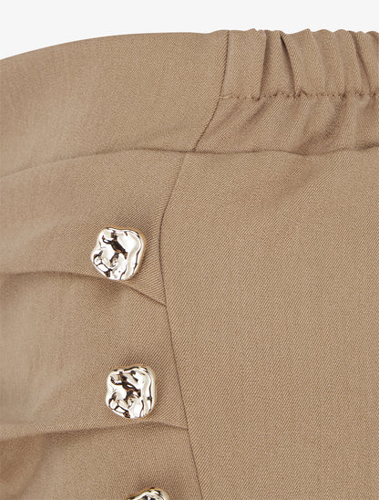 Pantalon ample taille haute et drapé - Camel clair - 3