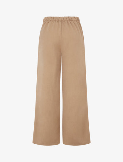 Pantalon élastiqué à boutons décoratifs - Camel clair - 2