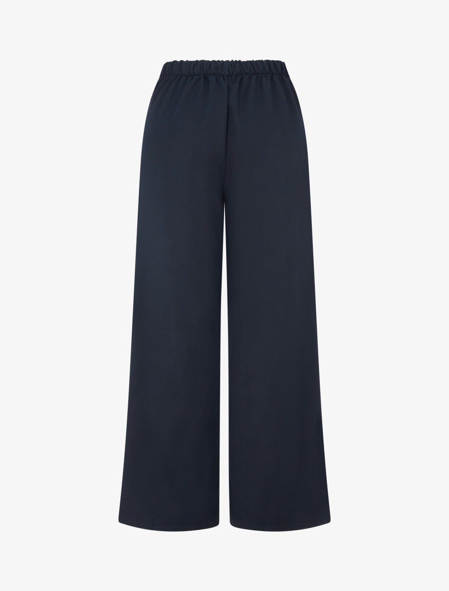 Pantalon élastiqué à boutons décoratifs - Marine - 2