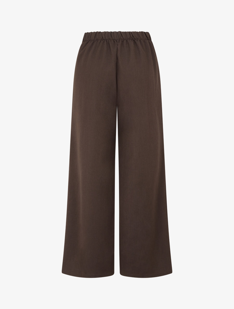 Pantalon élastiqué à boutons décoratifs - Marron - 2
