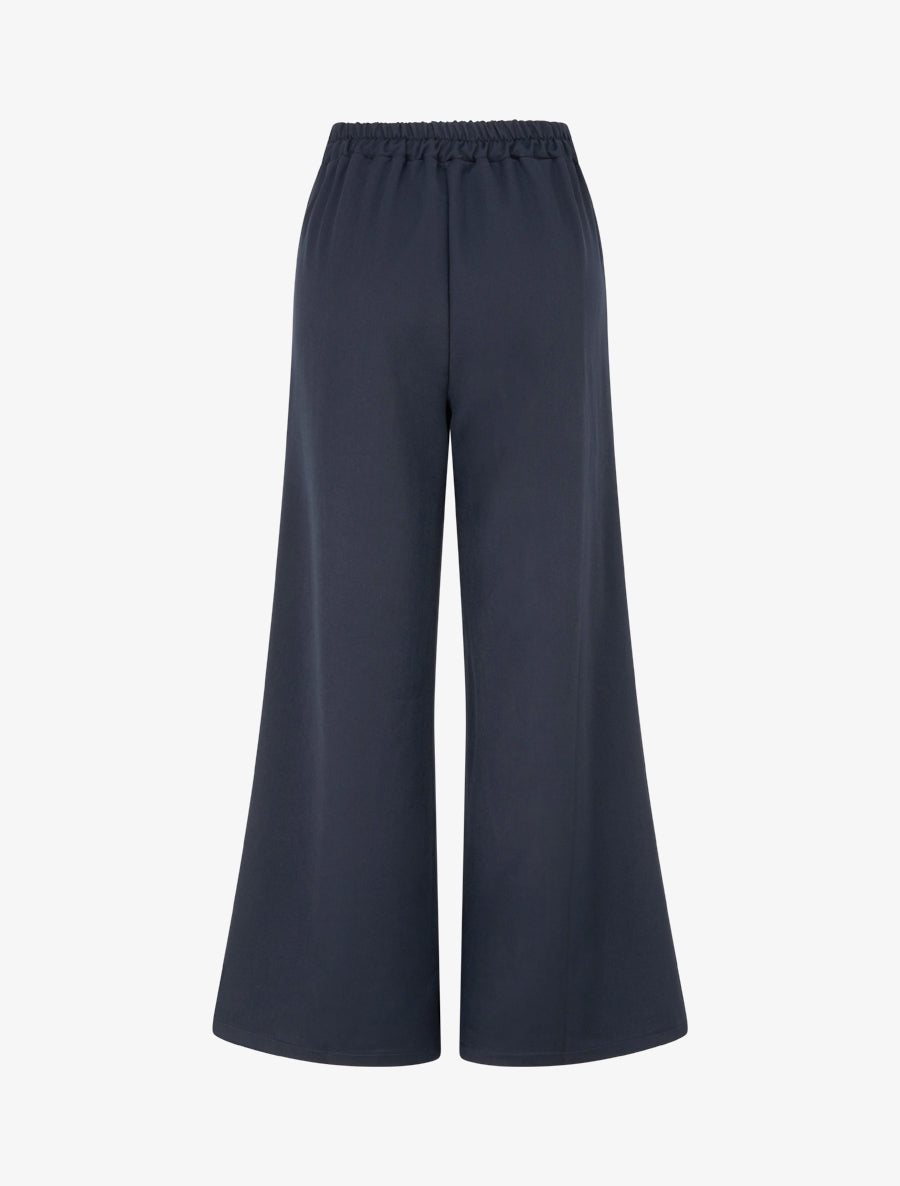 Pantalon ample taille haute élastiquée - Marine - 2