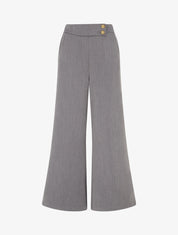 Pantalon ample taille haute élastiquée - Gris foncé - 1