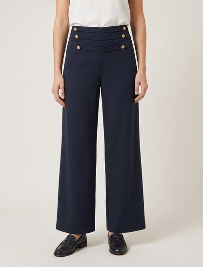 Pantaloni a vita alta con bottoni decorativi - Marina