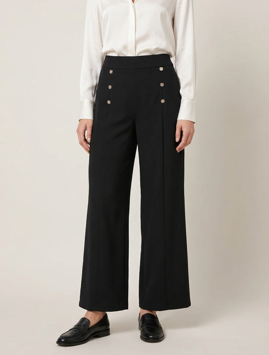 Pantaloni a palazzo taglio dritto - Nero