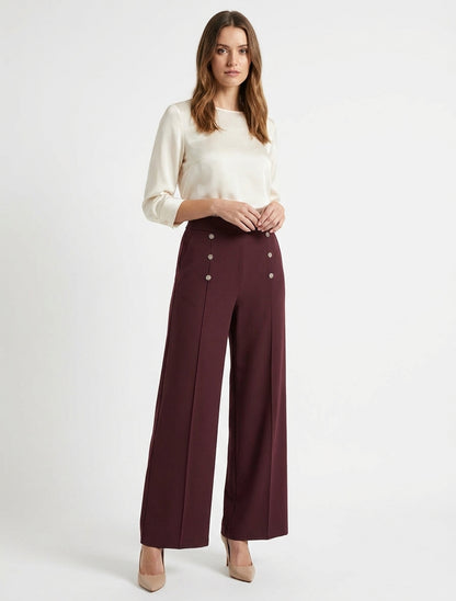 Pantaloni a palazzo taglio dritto - Feccia di vino