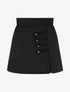 Jupe-short en suédine à boutons décoratifs - Noir - 1