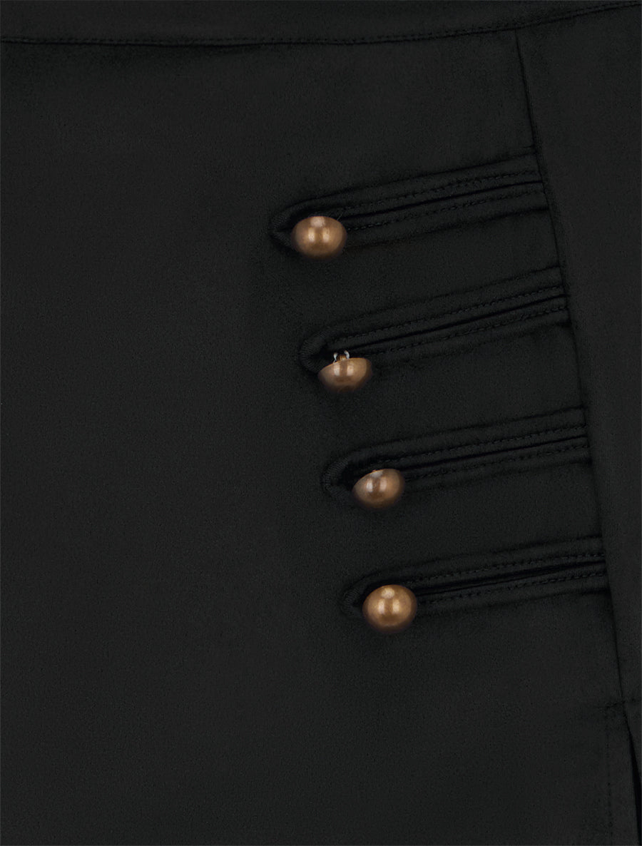 Jupe-short en suédine à boutons décoratifs - Noir - 3