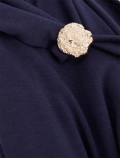 Pull fin à empiècement bijou - Marine - 3