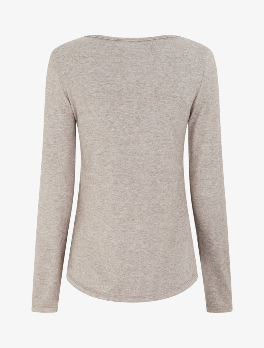 Pull fin à empiècement bijou - Taupe - 2