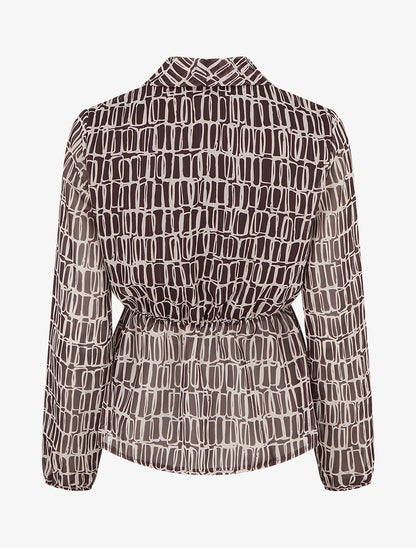 Blouse imprimée à col cache-coeur - Marron - 2