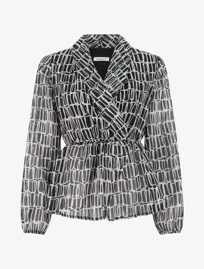 Blouse imprimée à col cache-coeur - Noir - 1
