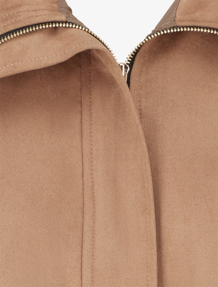 Bomber en suédine à poignets boutonnés - Camel - 3