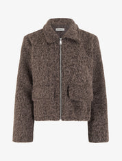 Veste coupe boule duveuteuse - Marron - 1