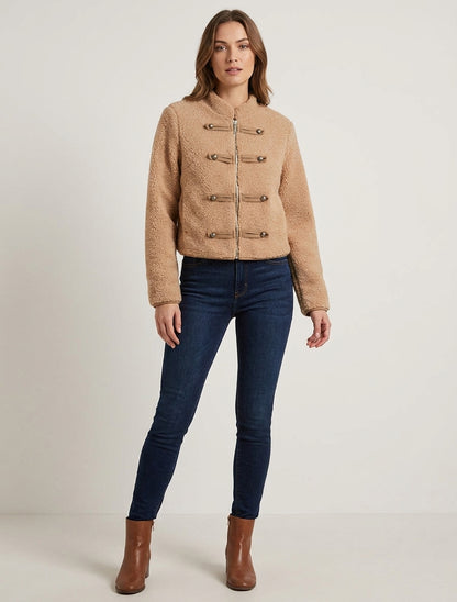 Giacca effetto lana bouclé stile ufficiale - Chameau