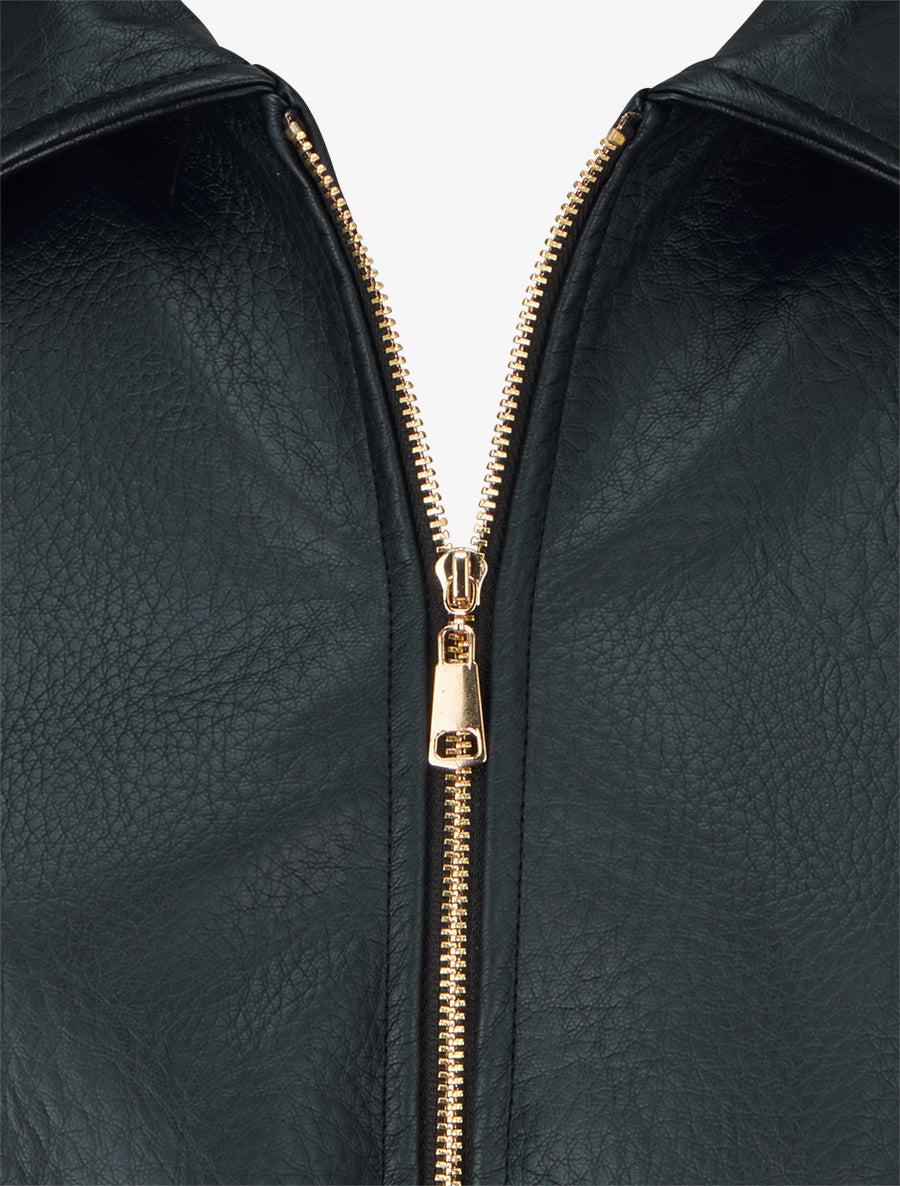 Bomber en simili coupe boule - Noir - 3
