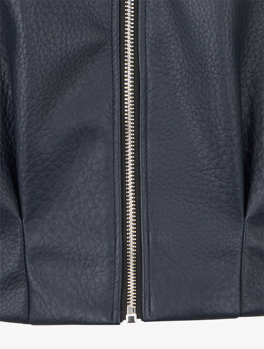 Blouson court en simili - Bleu nuit - 3