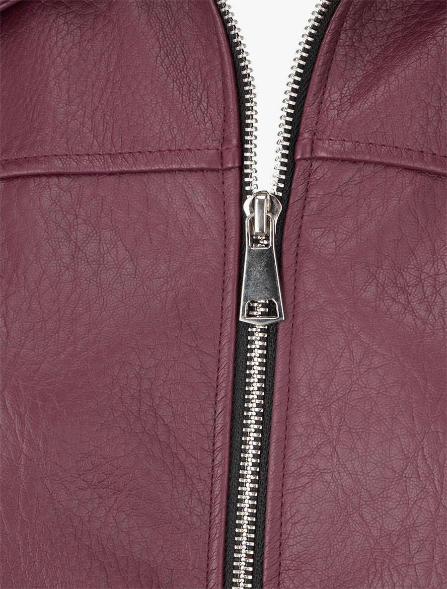 Blouson court en simili - Lie de vin - 3