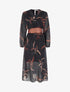 Robe longue imprimé feuilles à rayures irisées - Noir - 1