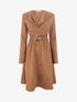 Robe bimatière à col bénitier - Camel - 1