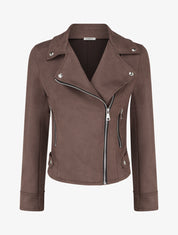 Veste en suédine à fermeture zippée - Chocolat - 1