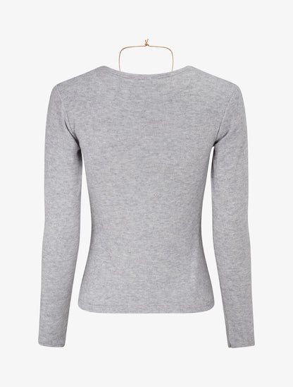 Pull fin à col carré - Gris clair - 2