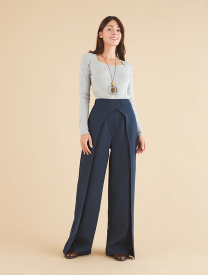 Pull fin à col carré - Gris clair - 4