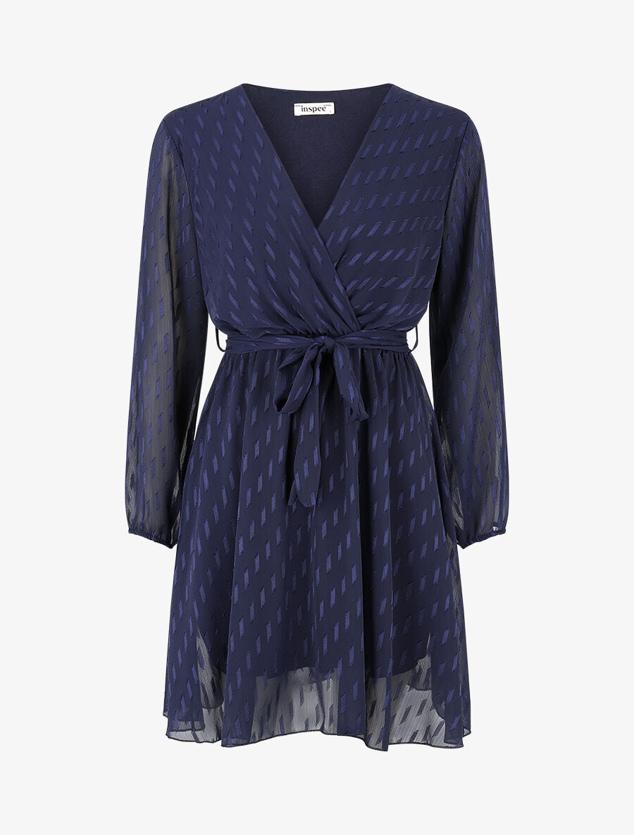 Robe mi-longue élastiquée unie - Marine - 5