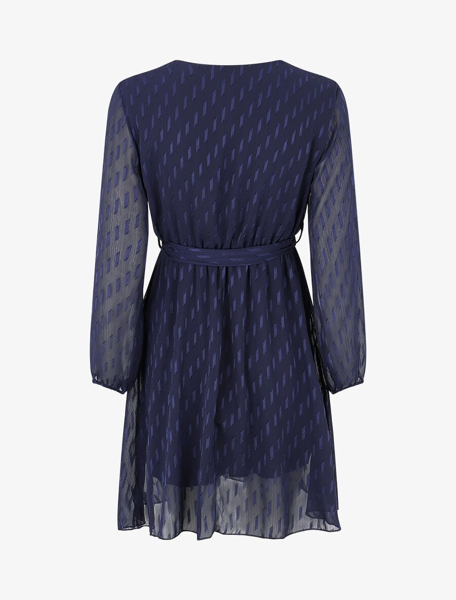 Robe mi-longue élastiquée unie - Marine - 2