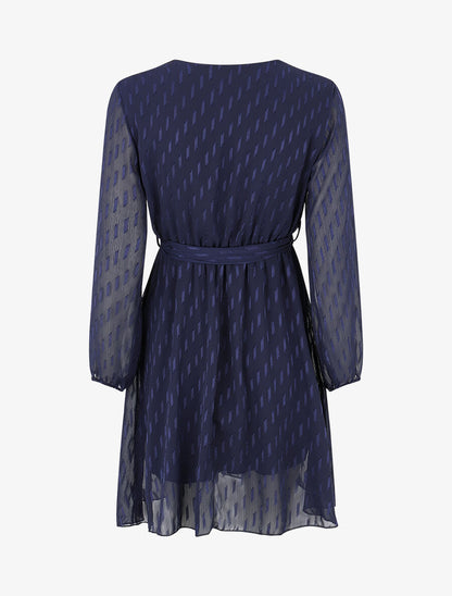 Robe mi-longue élastiquée unie - Marine - 2