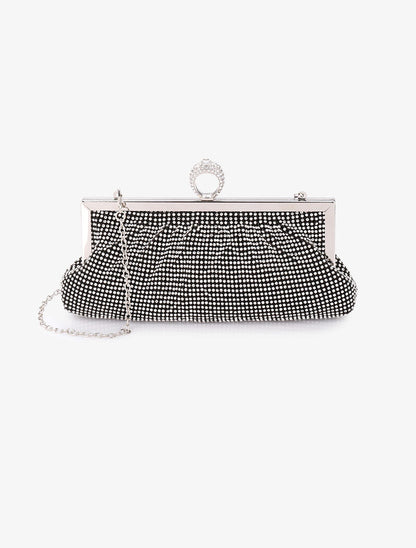 Pochette style bourse à strass et fermoir bague - Noir - 5