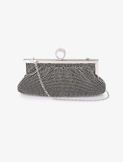 Pochette style bourse à strass et fermoir bague - Noir - 3
