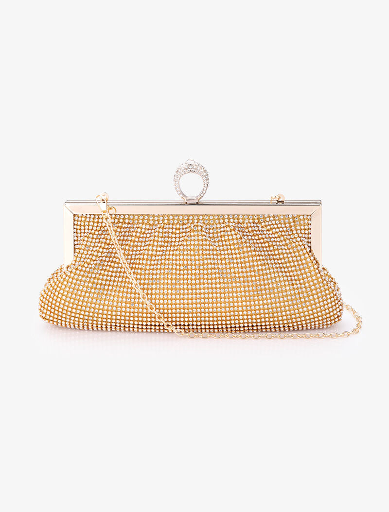 Pochette style bourse à strass et fermoir bague - Or - 3