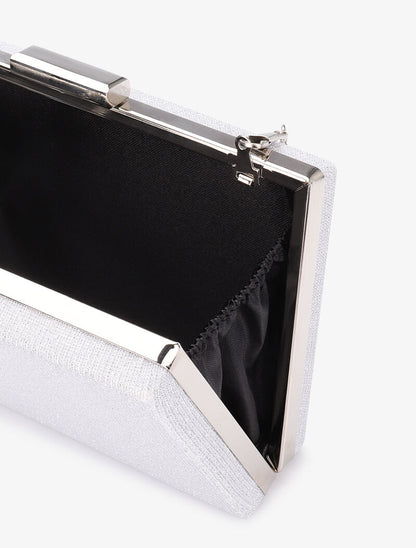 Minaudière rectangulaire à paillettes et fermoir bague - Argent - 4
