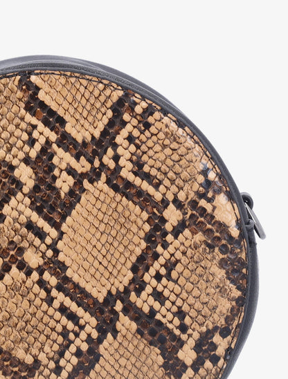 Minaudière ronde à imprimé python - Beige - 4