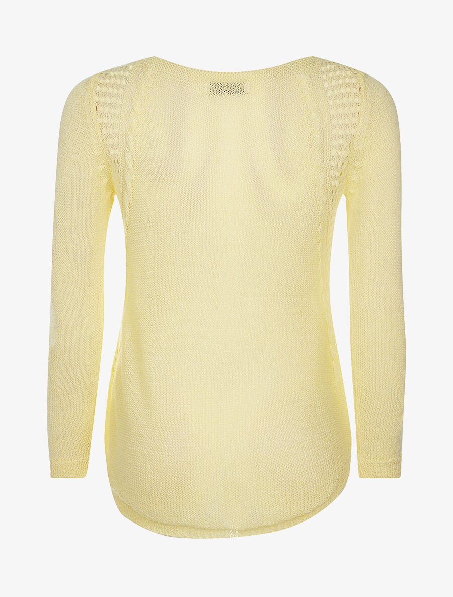 Pull en maille ajouré sur les côtés - jaune - 2