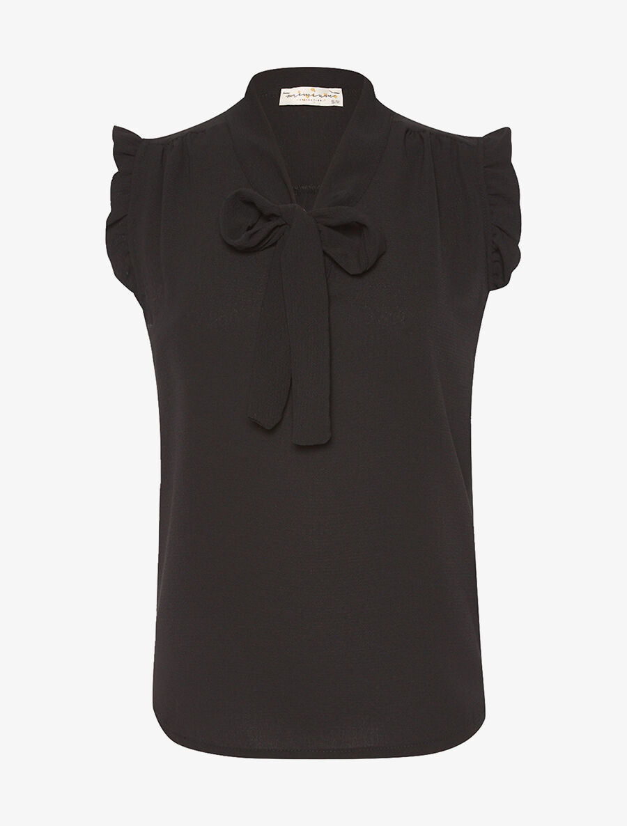 Blouse col à nouer - noir - 3